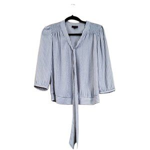 The Limited Light Gray White Striped Blouse Small